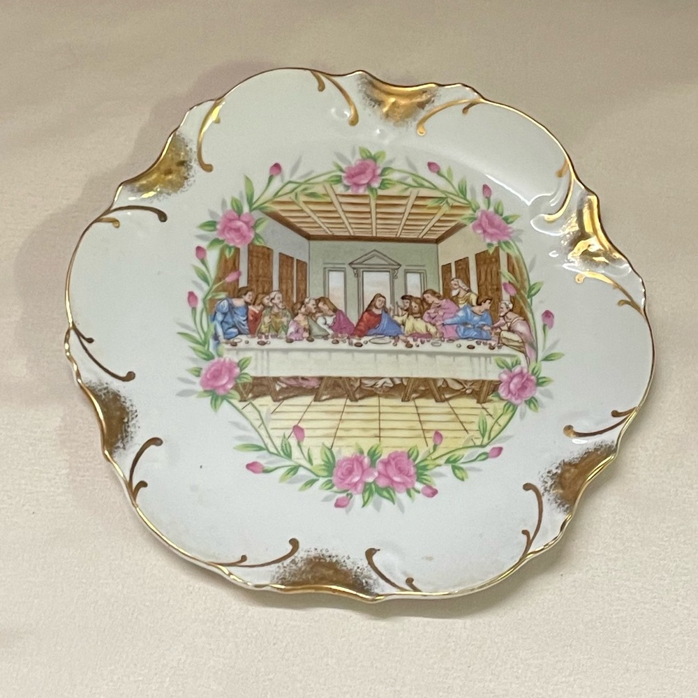 Gold Gilded Porcelain The Last Supper Wall Hanging Plate